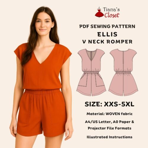 Ellis cap sleeve V neck romper (women's)