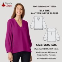Blythe lantern sleeve V neck tunic top