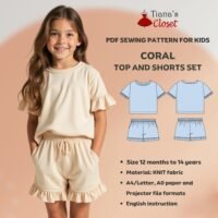 Coral knit top and shorts set (for kids)