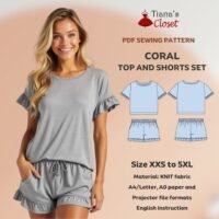 Coral knit top and shorts set (for women)
