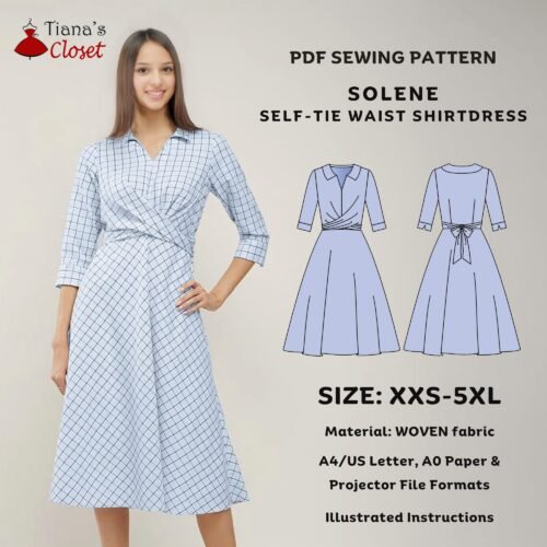 Solene self-tie waist midi shirtdress