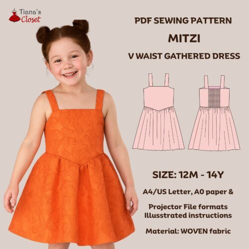 Mitzi V waist dress for girls