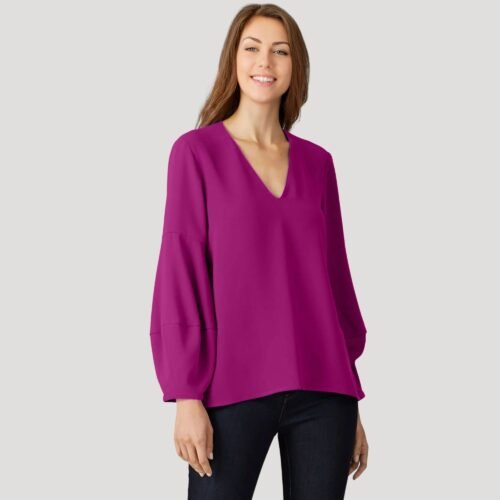 Blythe lantern sleeve V neck tunic top - Image 4