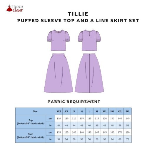 Tilly puff sleeve top and A line skirt set - Image 3