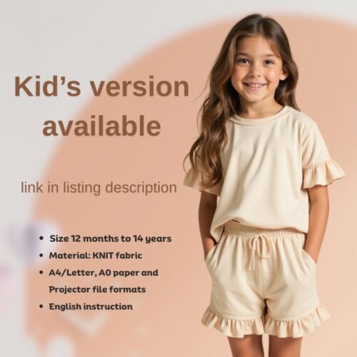 Coral knit top and shorts set (for women) - Image 4