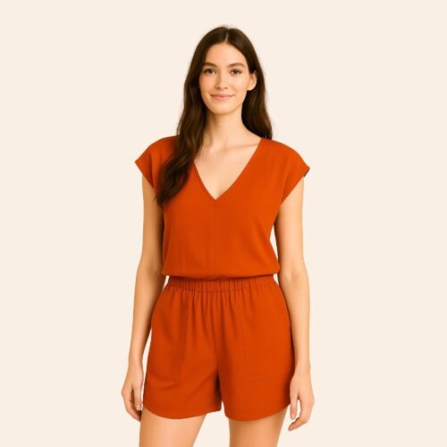 Ellis cap sleeve V neck romper (women's) - Image 5