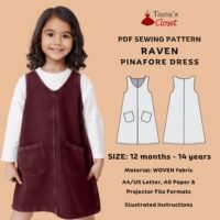 Raven patch pocket pinafore dress (kids)