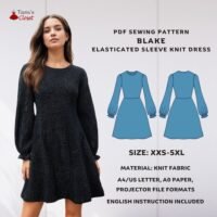 Blake puffed sleeve fit and flare knit dress