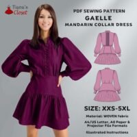 Gaelle Mandarin collar puffed sleeve dress