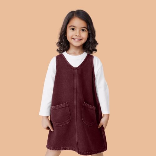 Raven patch pocket pinafore dress (kids) - Image 3