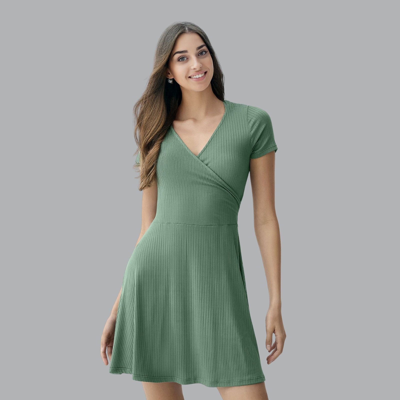 Shira faux wrap front knit dress - Image 3