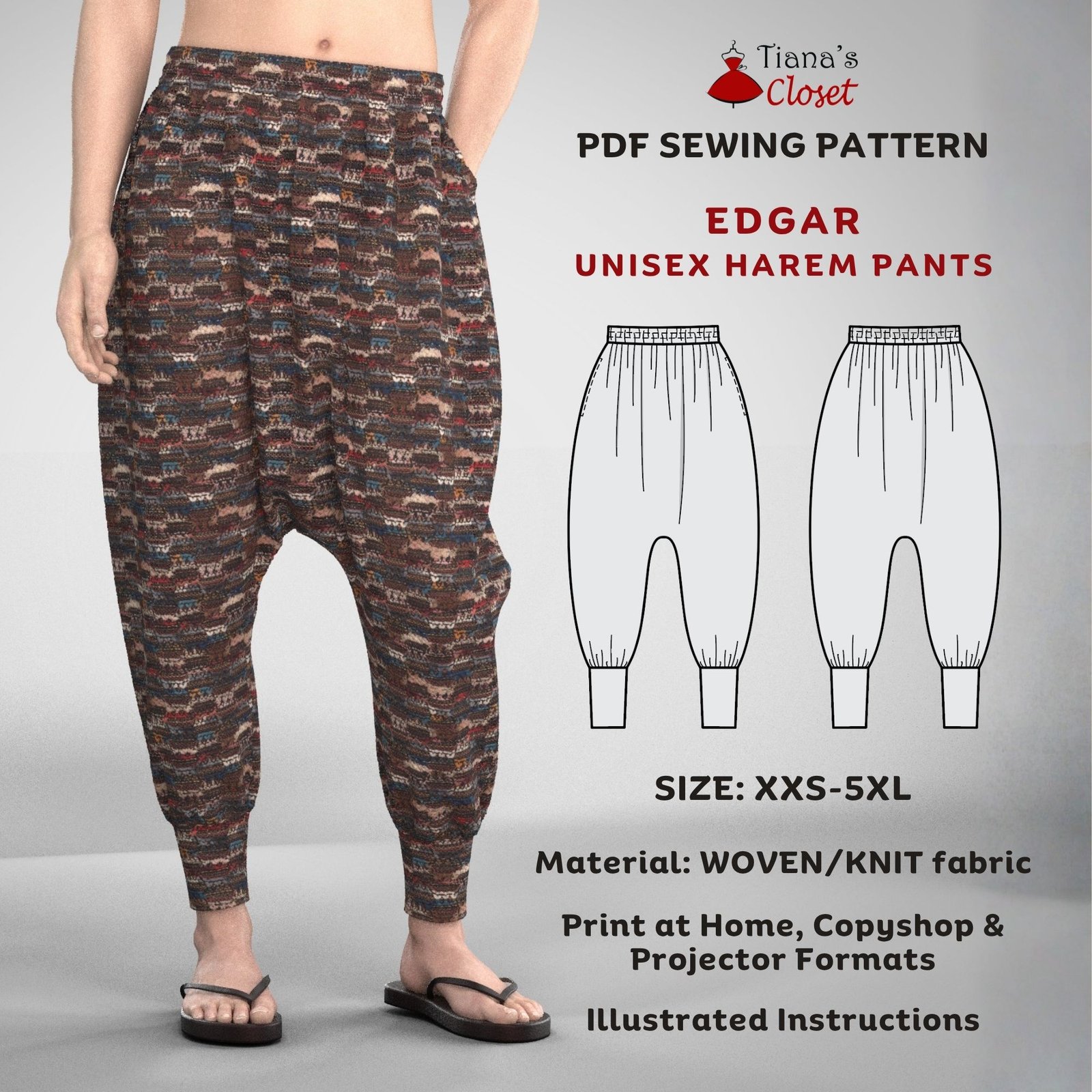 Edgar elastic waist harem pants