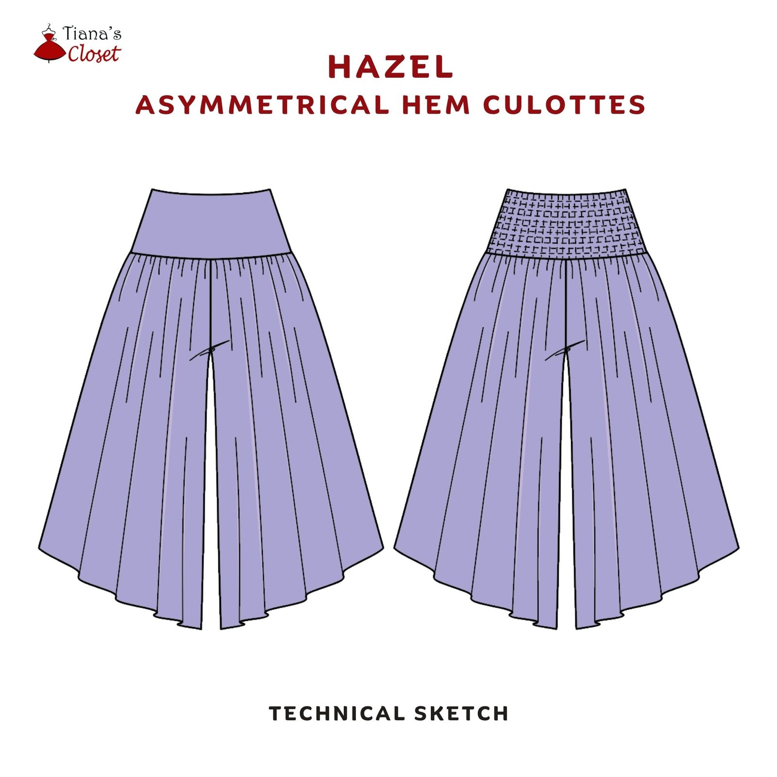 Hazel High Waist Asymmetrical Hem Culottes - Image 2