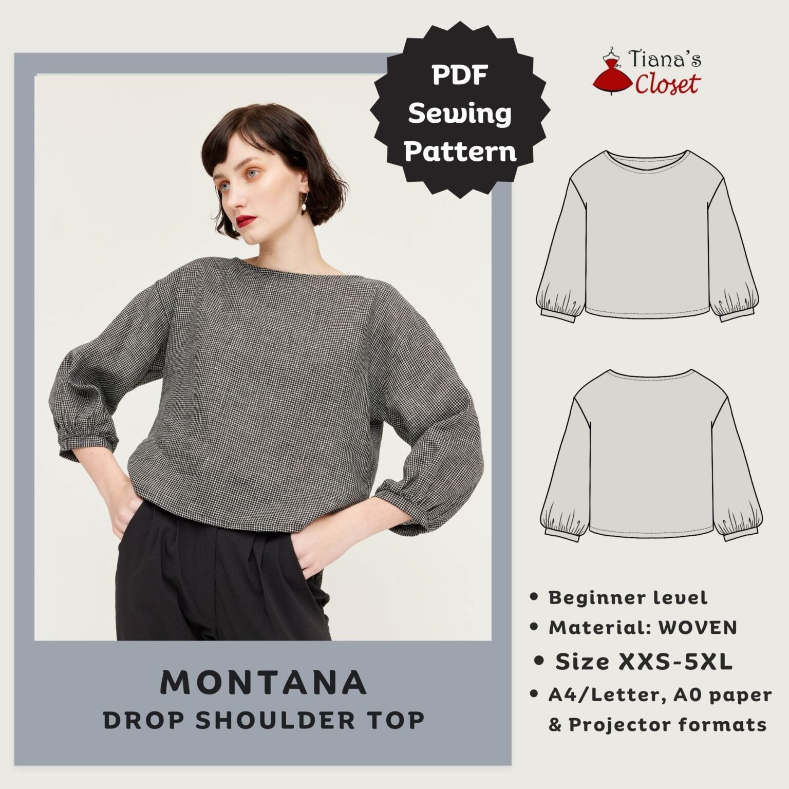 Jacket Pattern Drop Shoulder Design Montana Drop Shoulder Top – Tiana's Closet