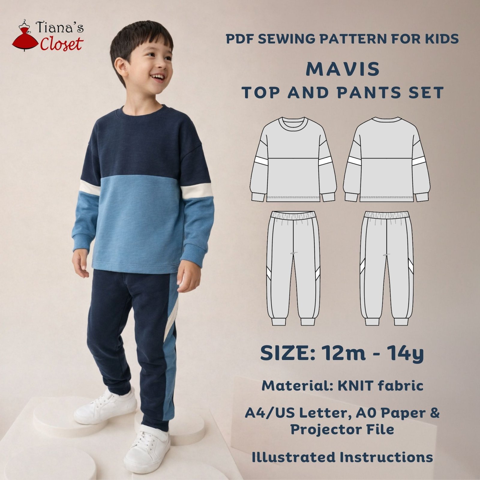Mavis knit top and pants set (for kids)