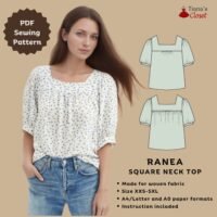 Ranea square neck puffed sleeve top