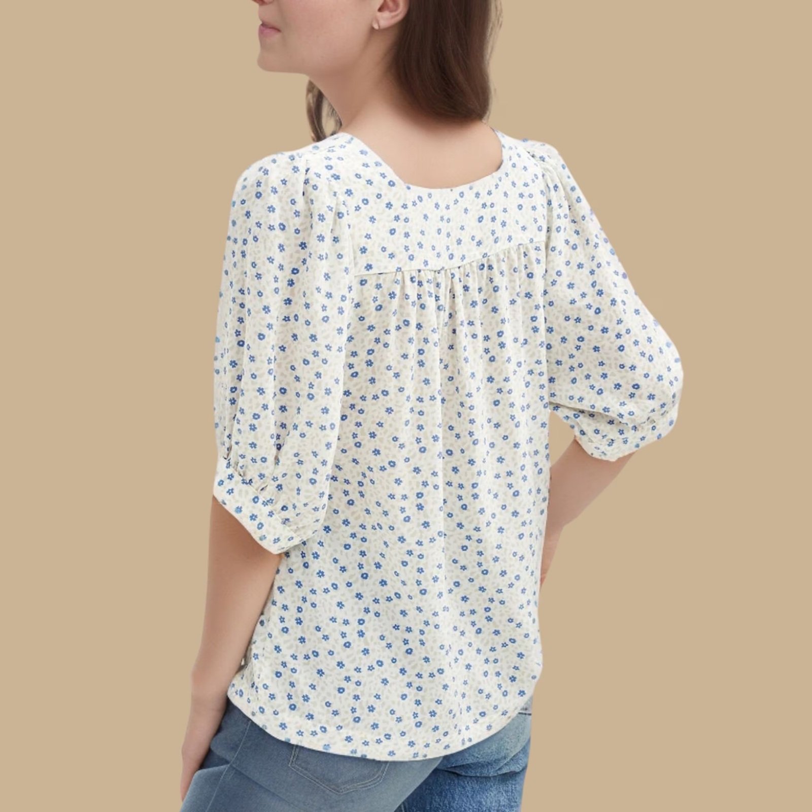 Ranea square neck puffed sleeve top - Image 4