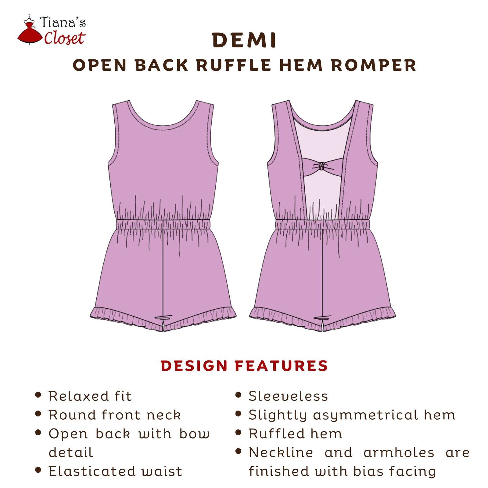 Demi Open Back Ruffle Hem Romper (Kids) - Image 2