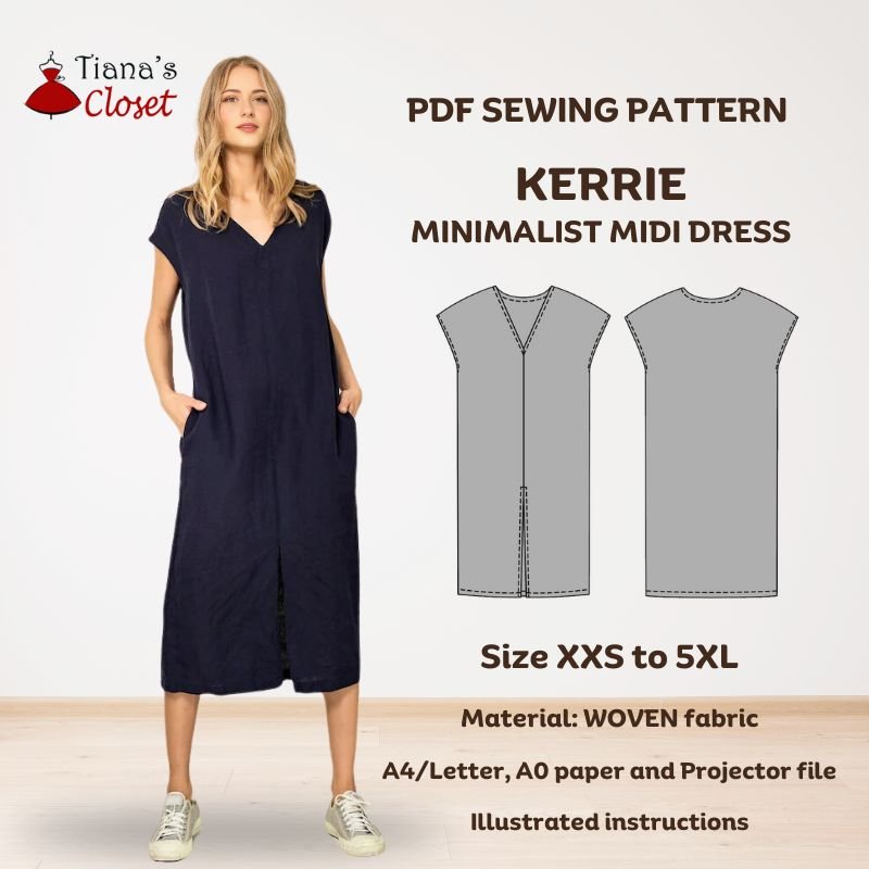 Kerrie loose fit V neck midi dress