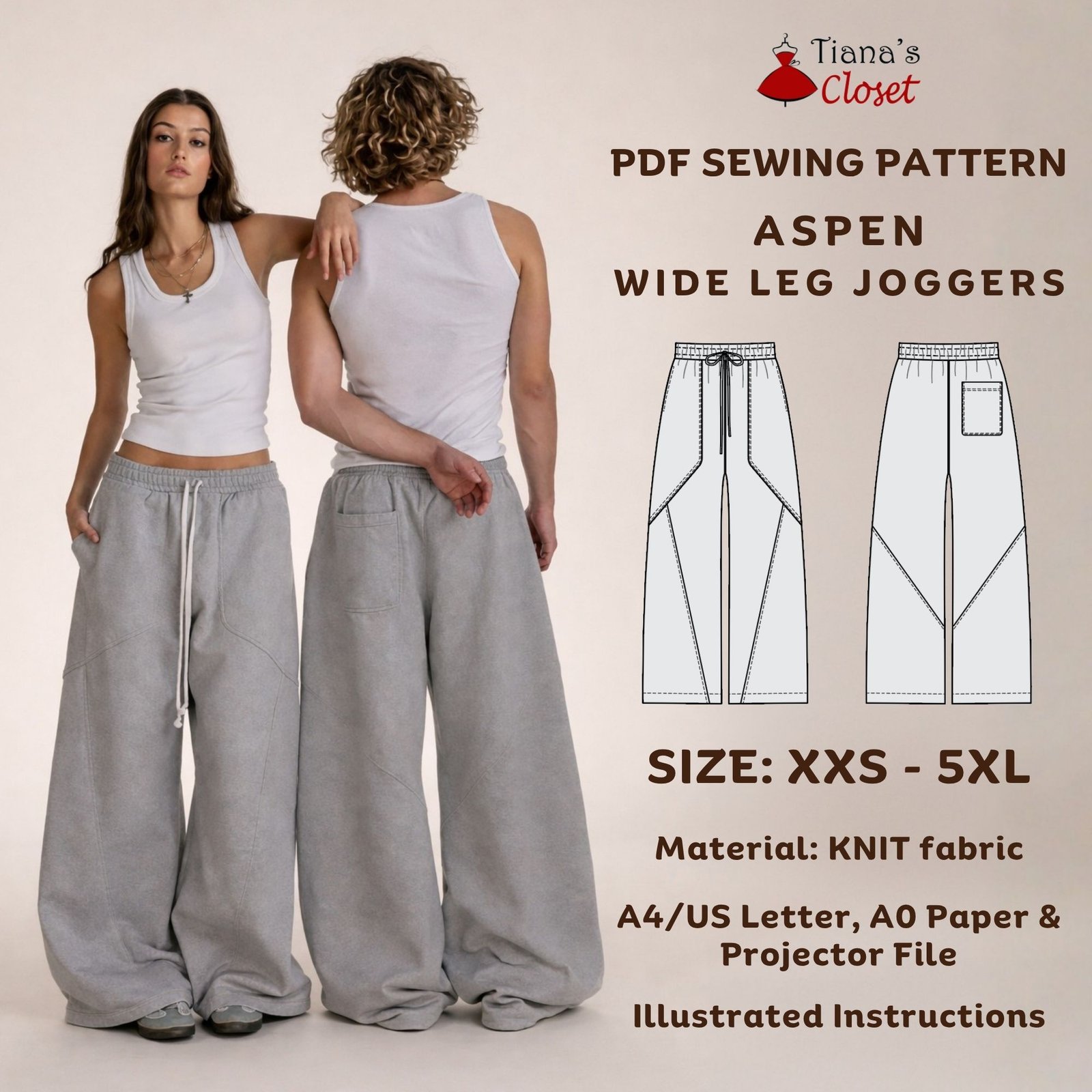 Aspen unisex wide leg joggers