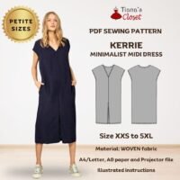 Kerrie loose fit V neck midi dress (Petite sizes)