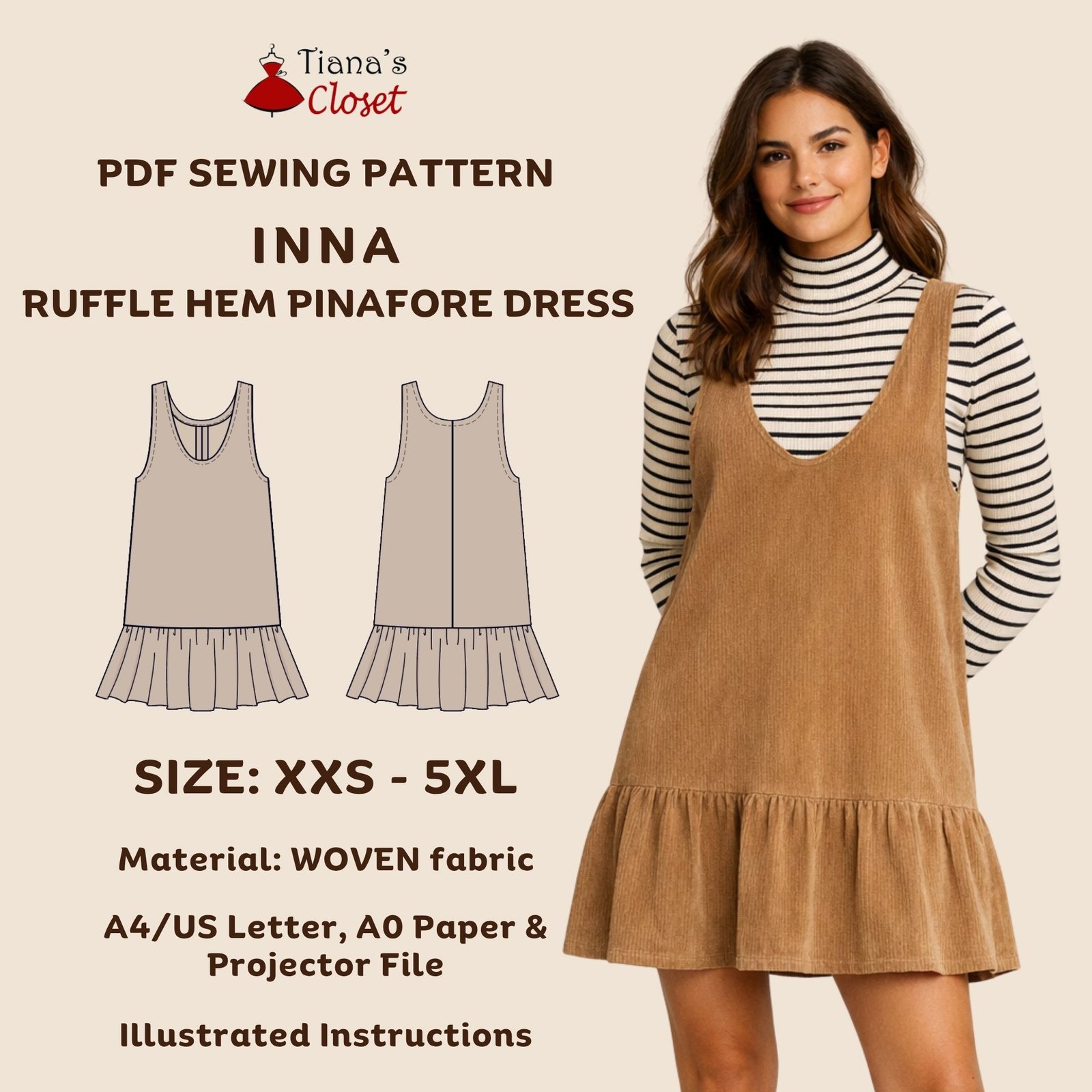 Inna ruffle hem pinafore dress (women's)