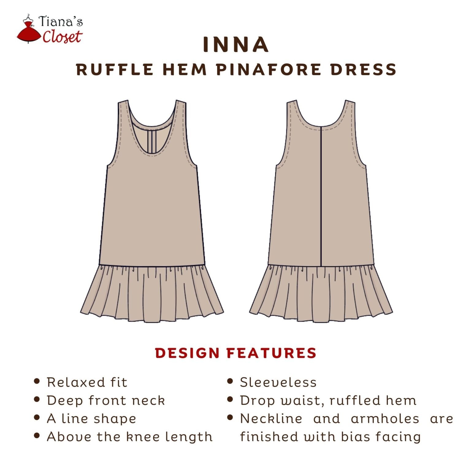 Inna ruffle hem pinafore dress (kid’s) – Tiana's Closet