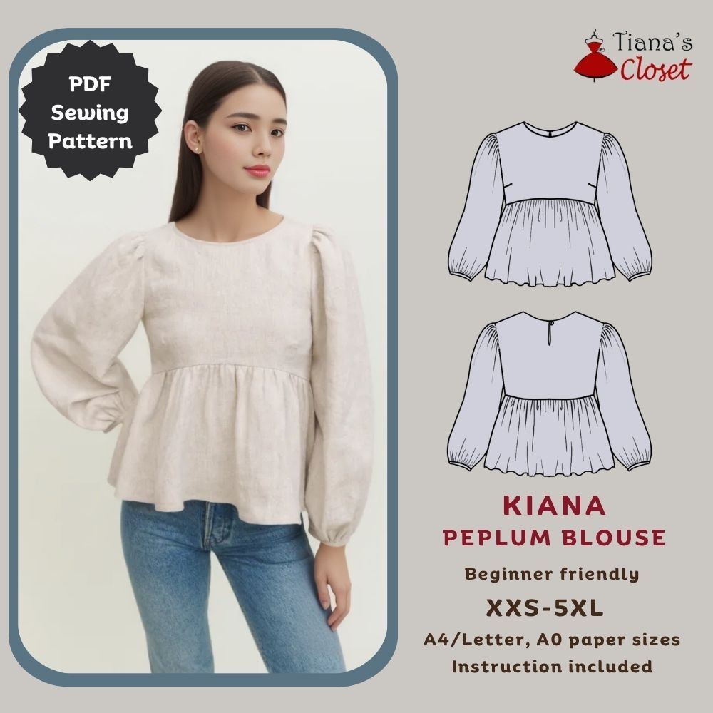 Kiana Puffed Sleeve Peplum Blouse