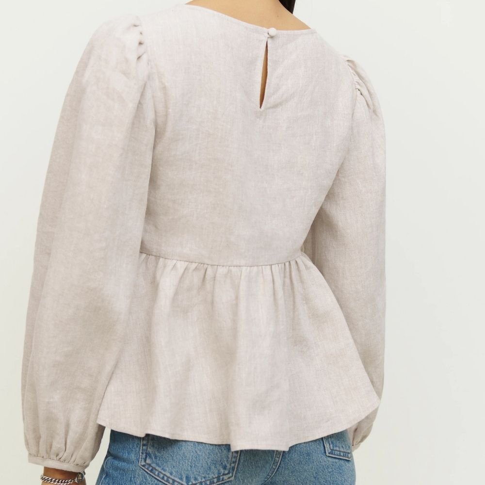 Kiana Puffed Sleeve Peplum Blouse - Image 5