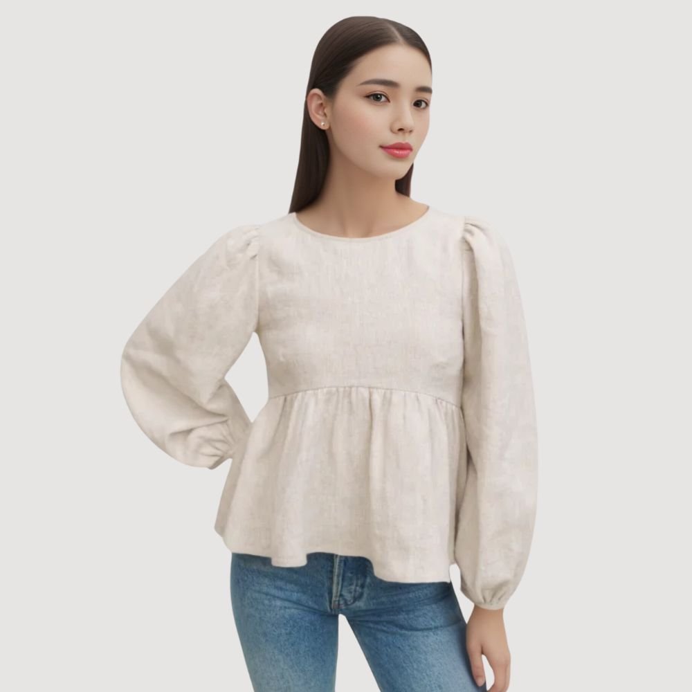 Kiana Puffed Sleeve Peplum Blouse - Image 4