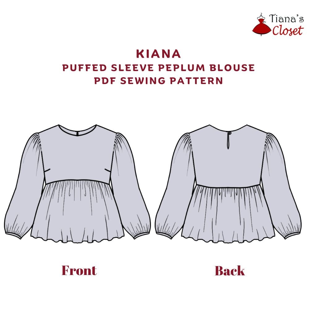 Kiana Puffed Sleeve Peplum Blouse - Image 2