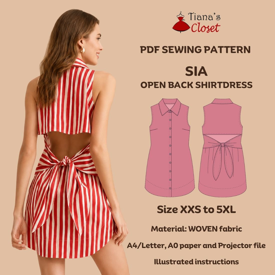 Sia Sleeveless Open Back Mini Shirtdress