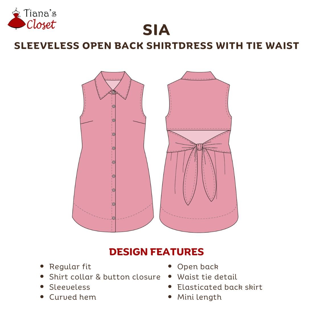 Sia Sleeveless Open Back Mini Shirtdress - Image 2