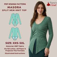 Masora Split Front Dipped Hem Knit Top