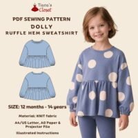 Dolly Drop Shoulder Ruffle Hem Sweatshirt (Kids)
