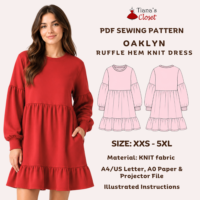 Oaklyn Puffed Sleeve Ruffle Hem Knit Dress (Women)