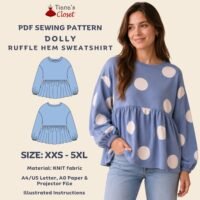 Dolly Drop Shoulder Ruffle Hem Sweatshirt (Womens)