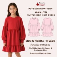 Oaklyn Puffed Sleeve Ruffle Hem Knit Dress (Kids)