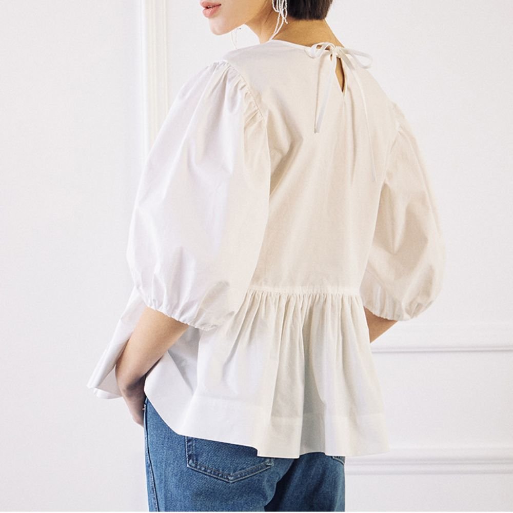 Stormi Faux Wrap Front Peplum Blouse - Image 6