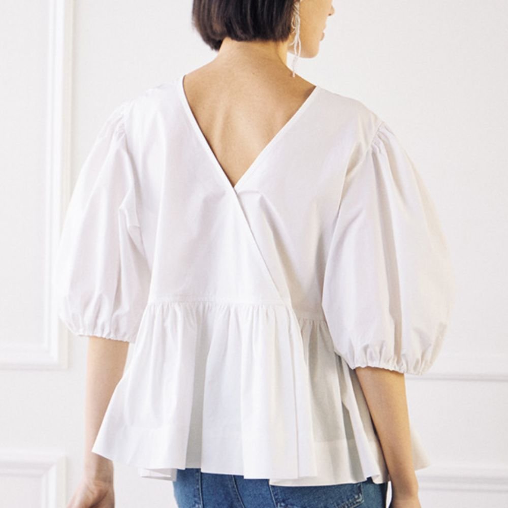 Stormi Faux Wrap Front Peplum Blouse - Image 3