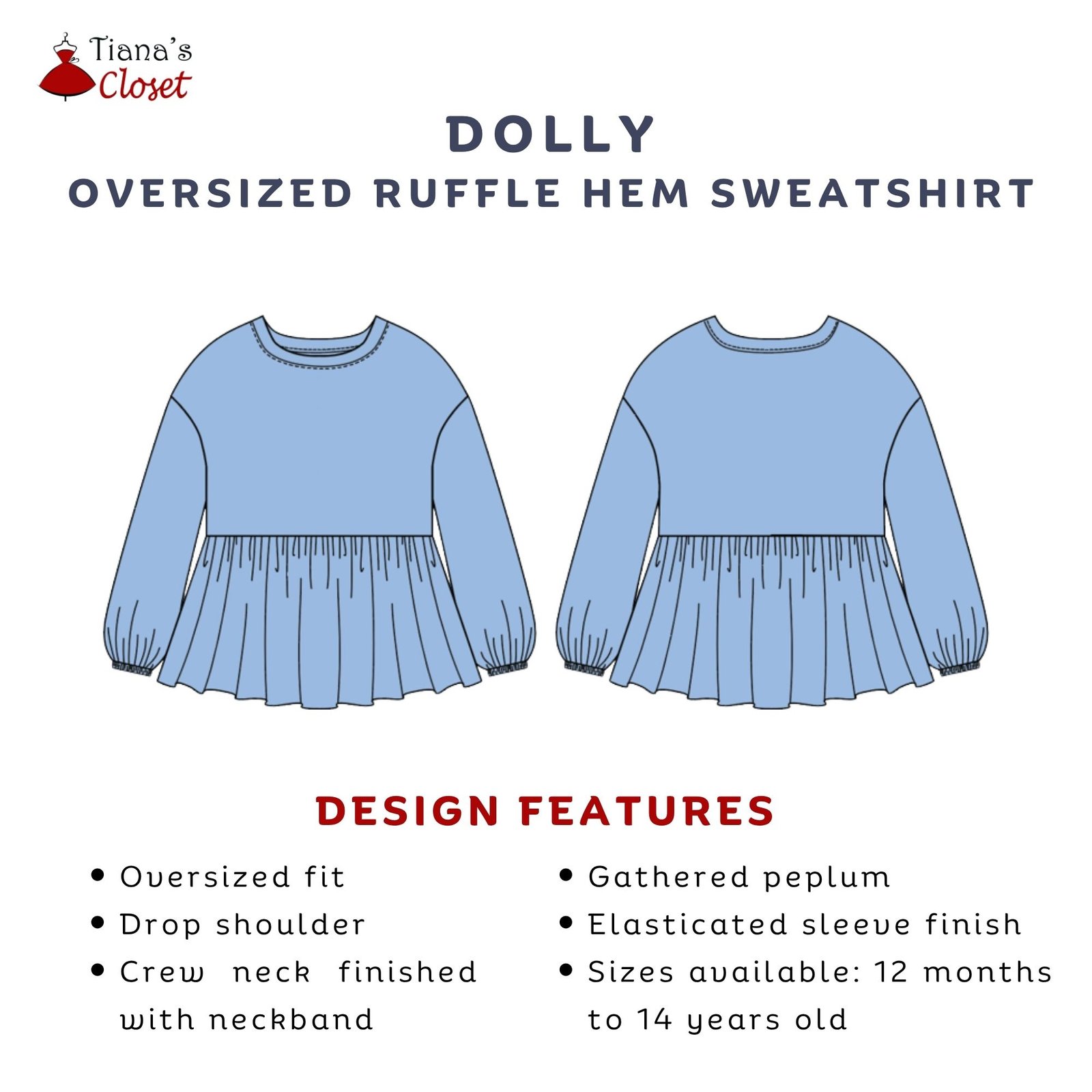 Dolly Drop Shoulder Ruffle Hem Sweatshirt (Womens) - Image 2