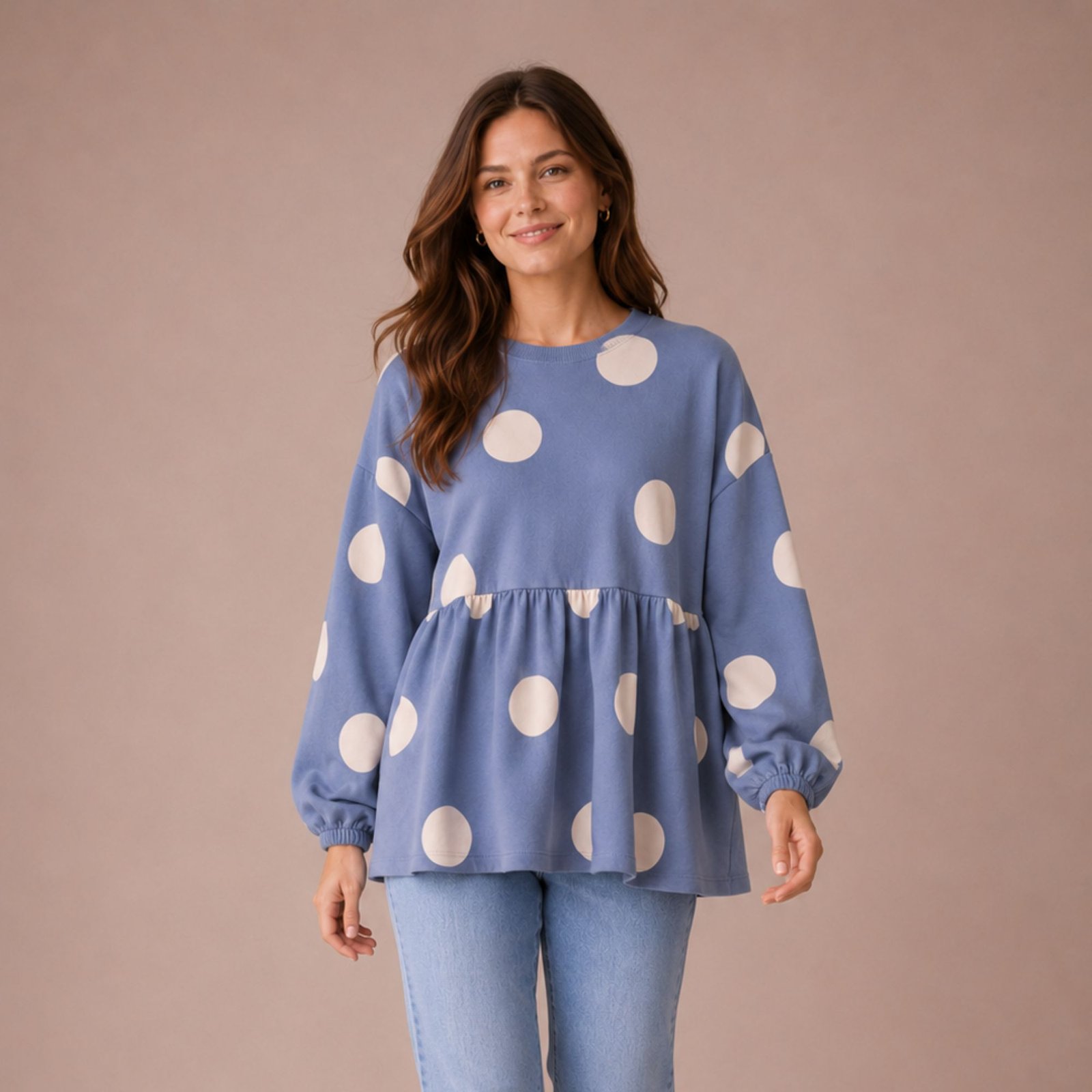 Dolly Drop Shoulder Ruffle Hem Sweatshirt (Womens) - Image 4