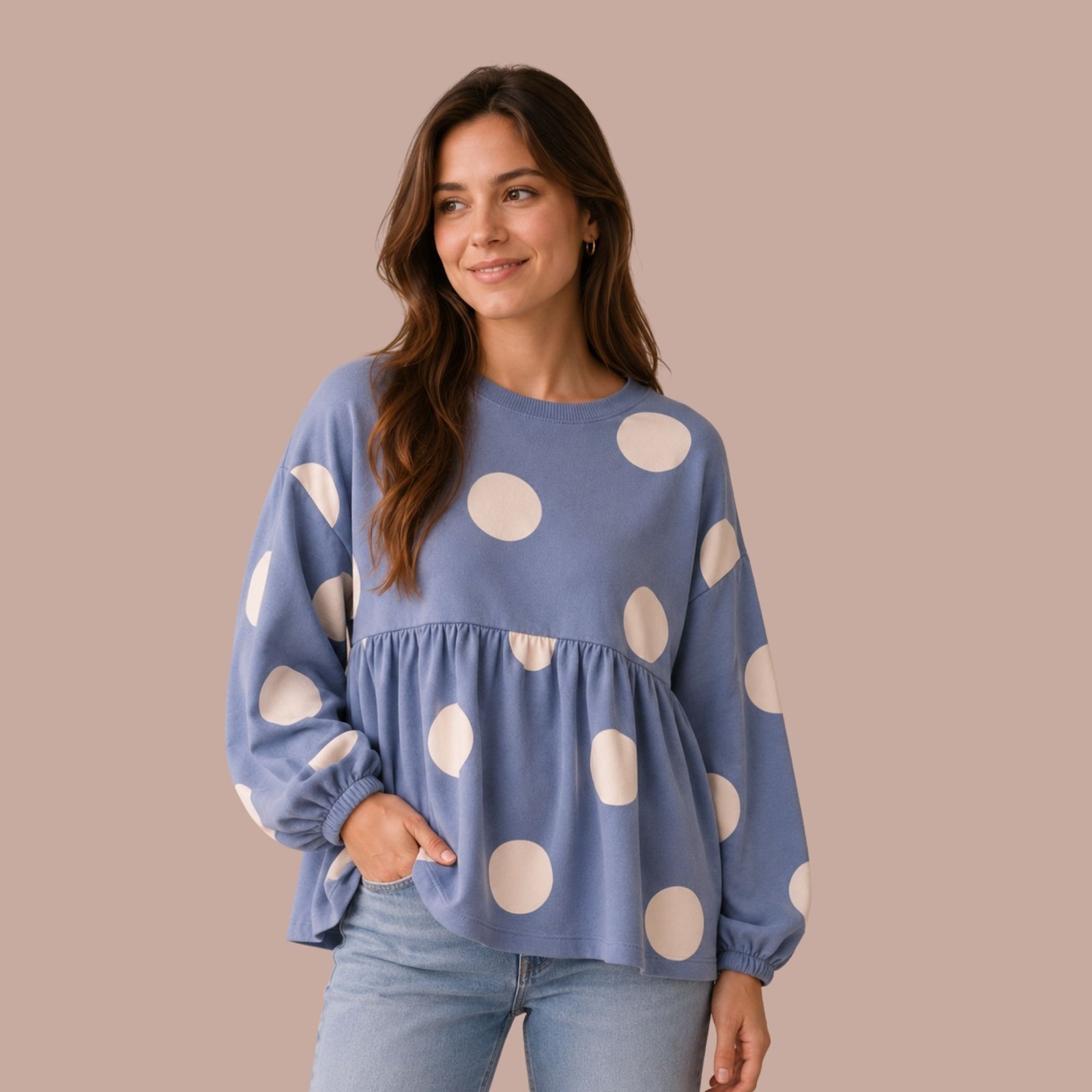 Dolly Drop Shoulder Ruffle Hem Sweatshirt (Womens) - Image 6