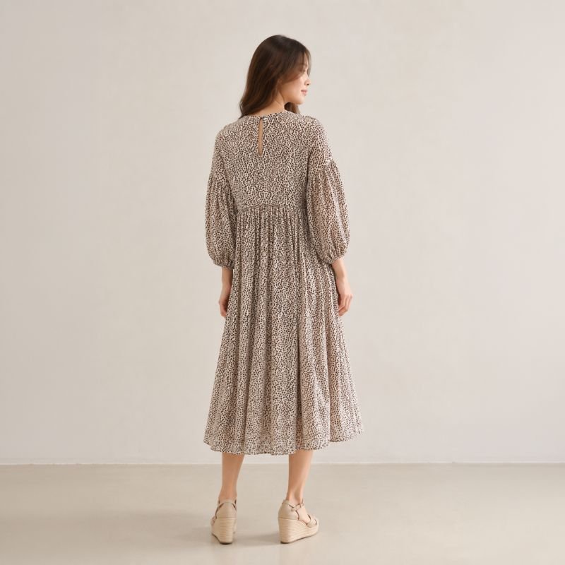 Thelma Drop Shoulder Puffed Sleeve Midi Dress - Image 4