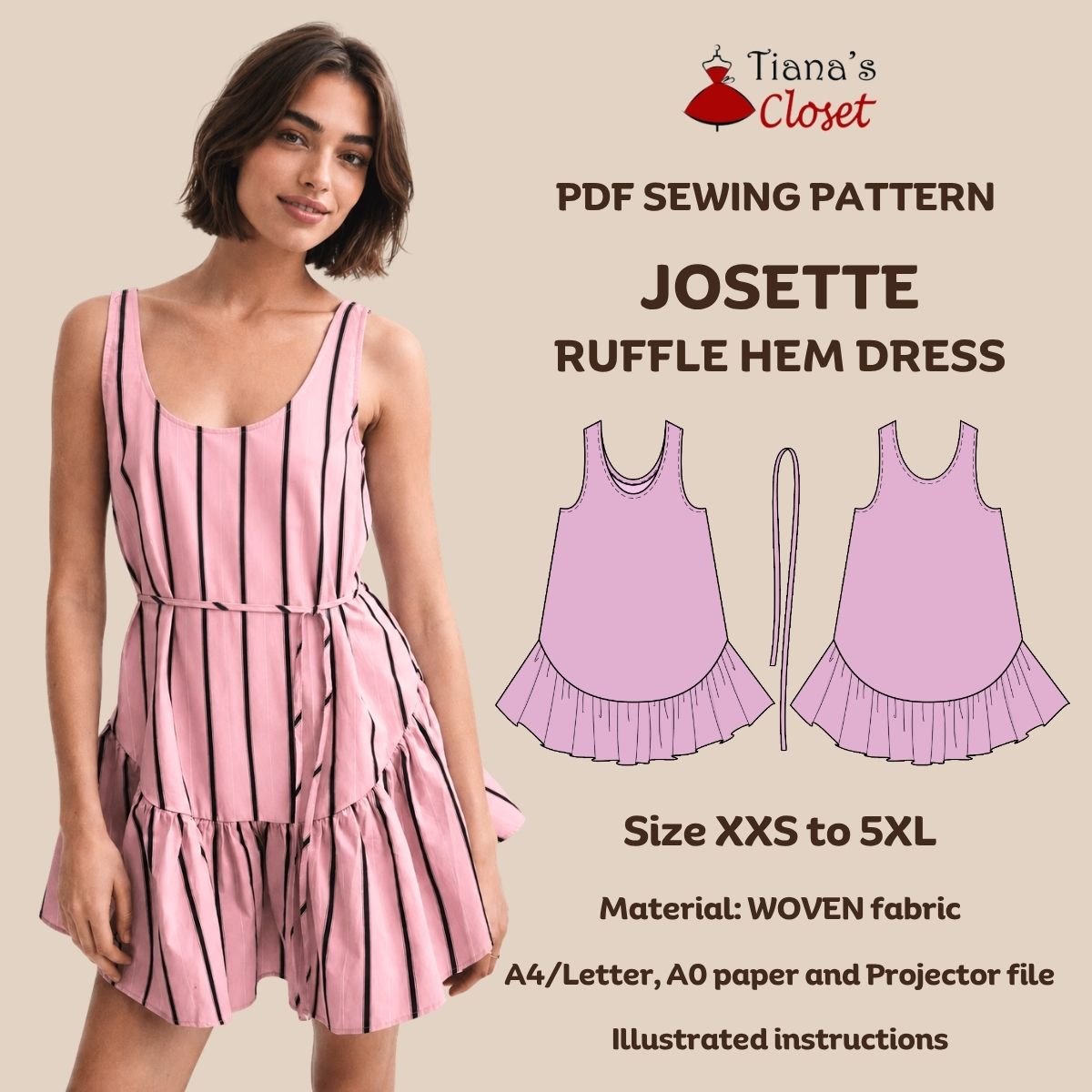 Josette sleeveless ruffle hem mini dress