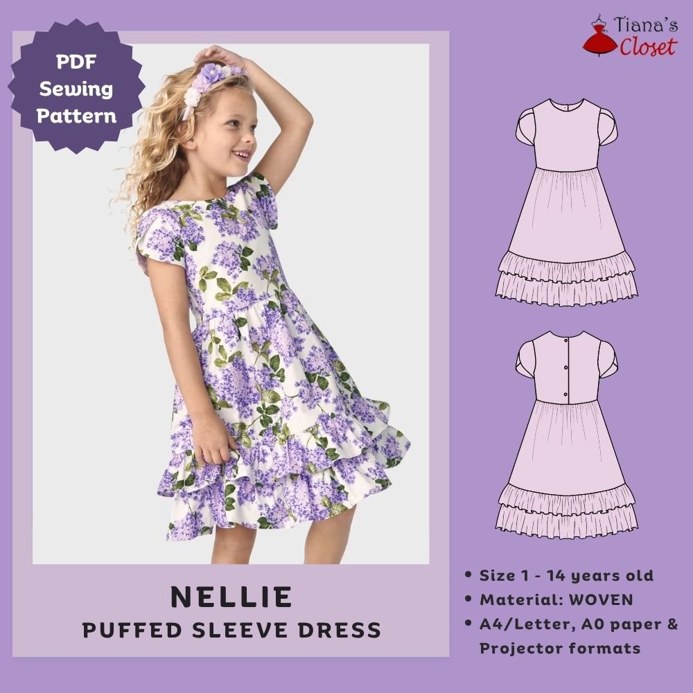 Nellie Tulip Sleeve Ruffle Hem Dress