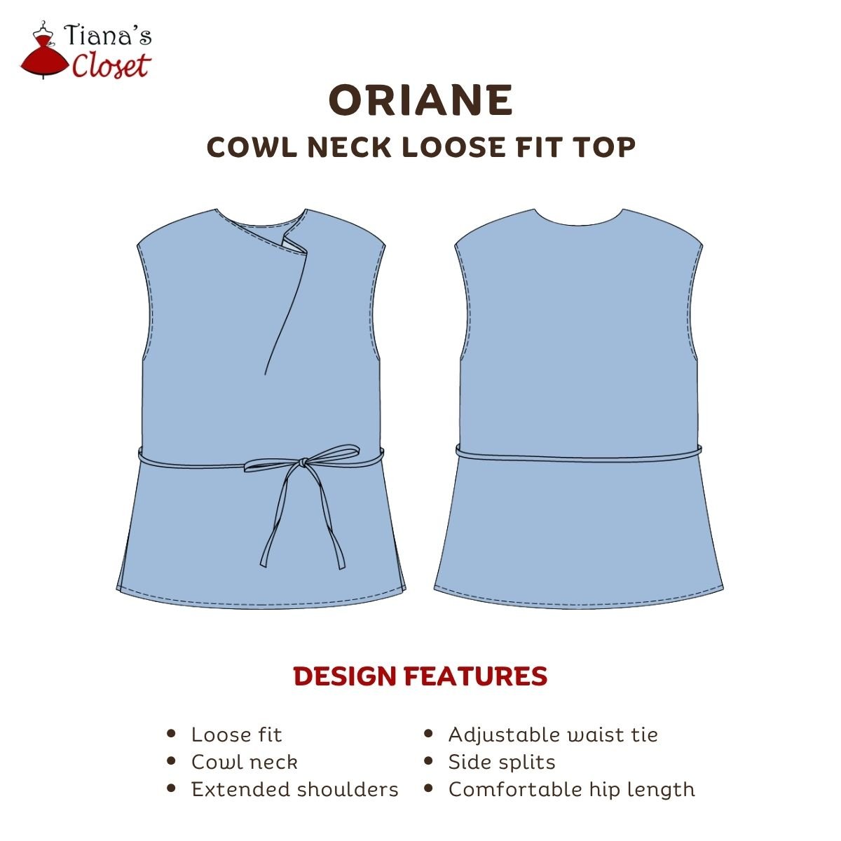 Oriane Cowl Neck Loose Fit Top - Image 2