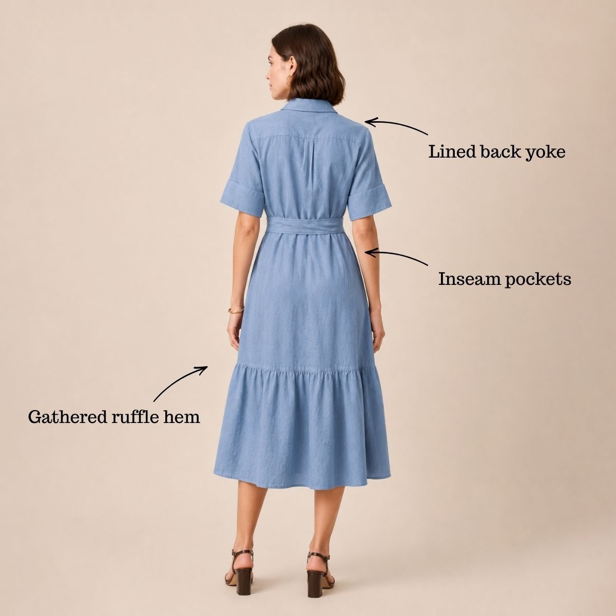Rachela Ruffle Hem Midi Shirtdress - Image 5
