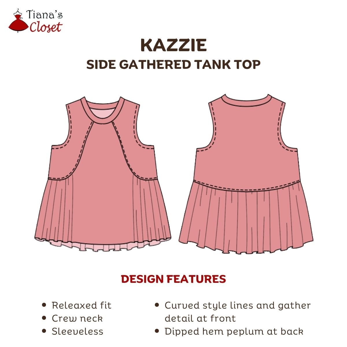 Kazzie Sleeveless Tank with Gathered Detail (Women's) - Image 2
