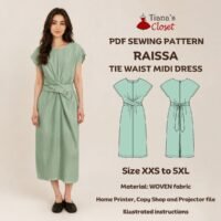 Raissa Round Neck Tie Detail Midi Dress